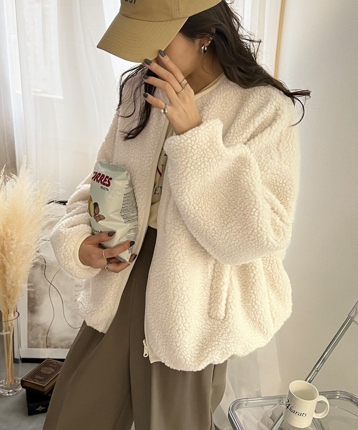 【family+】《JaVa ジャバコラボ》パイピングの魅力。ノーカラーリバーシブルパイピングジャケット cl4000