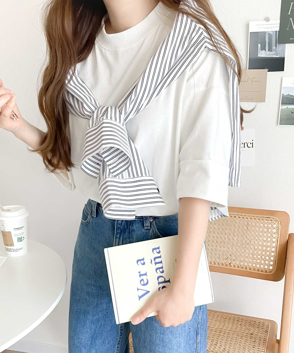 ゆるっとカジュアル。ミドル丈無地クルーネックビッグTシャツ（半袖） cl7018