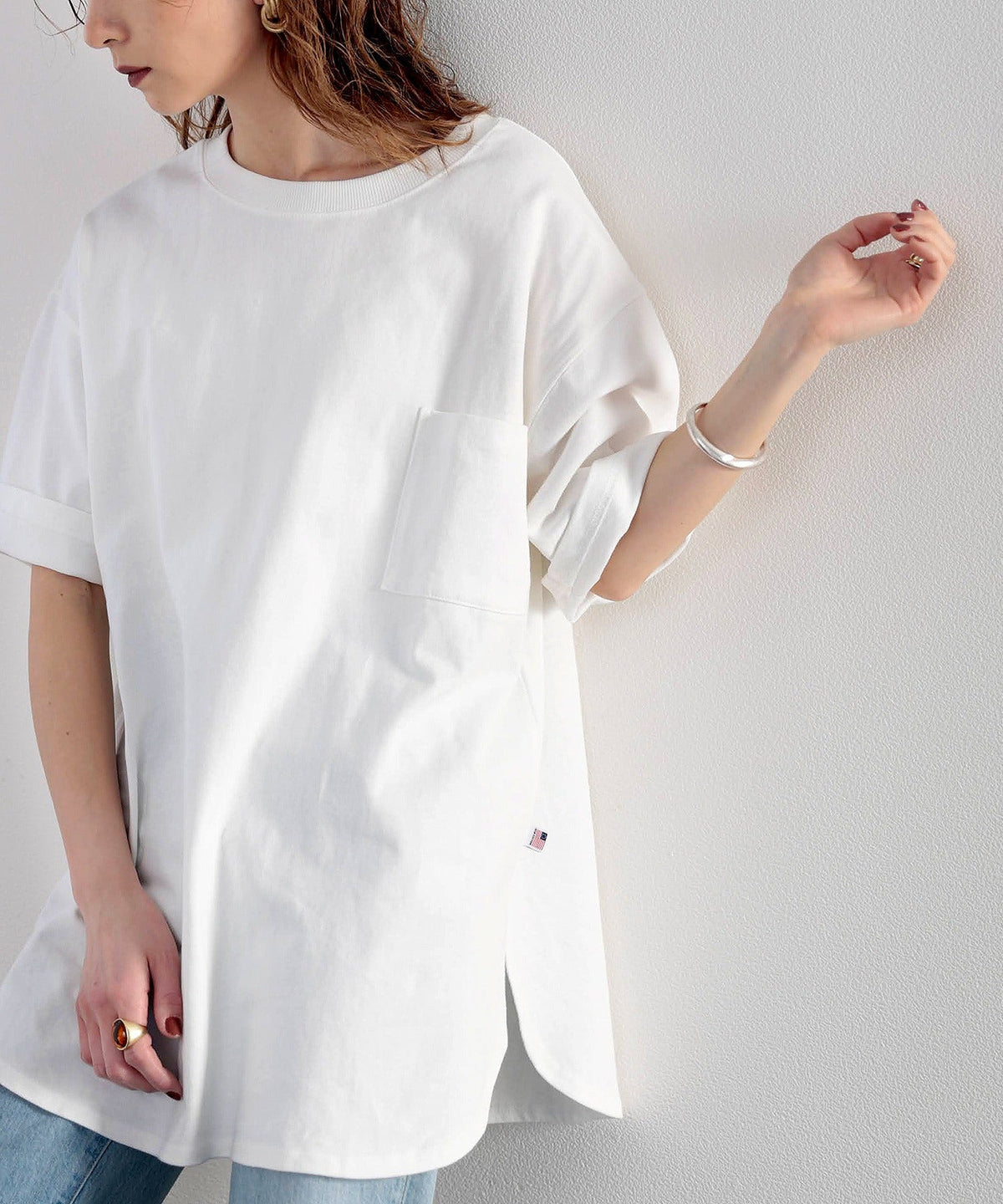 【sustaina+】【family+】綿100％USAコットン　オーバーサイズTシャツ ce0960015