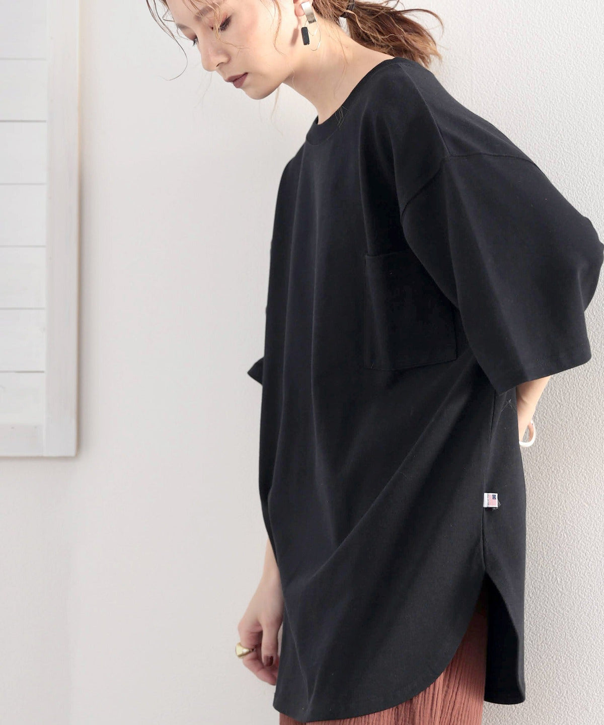 【sustaina+】【family+】綿100％USAコットン　オーバーサイズTシャツ ce0960015