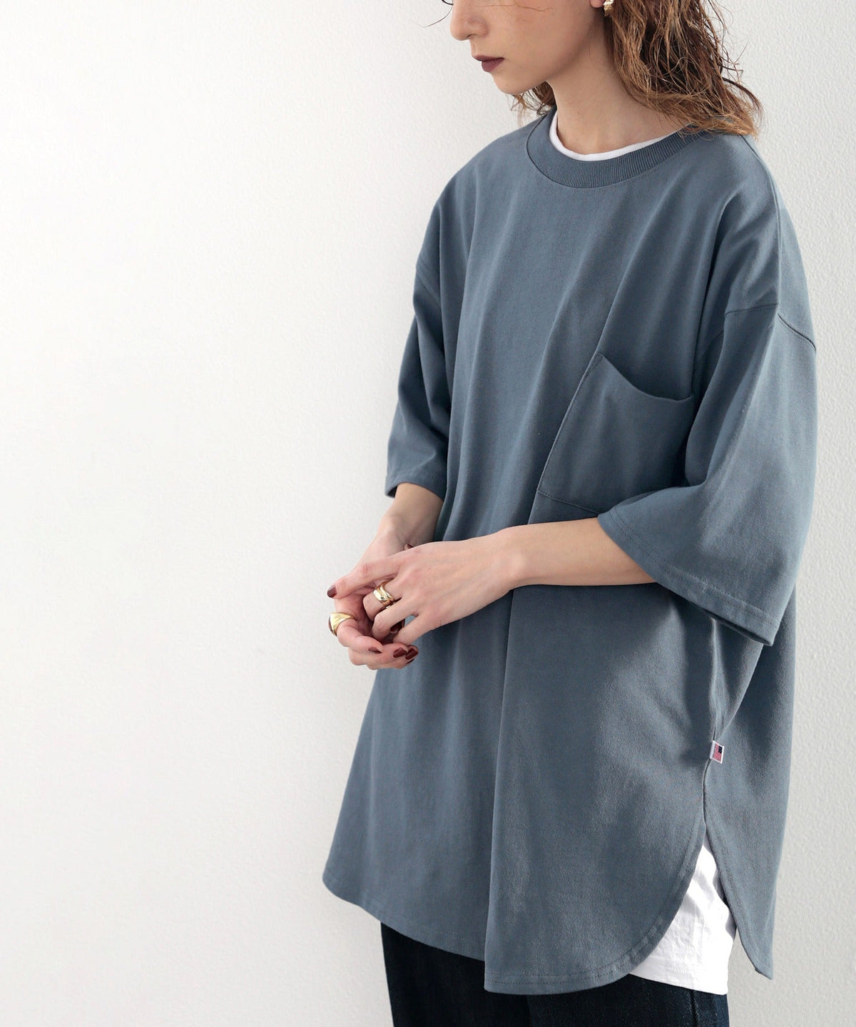 【sustaina+】【family+】綿100％USAコットン　オーバーサイズTシャツ ce0960015
