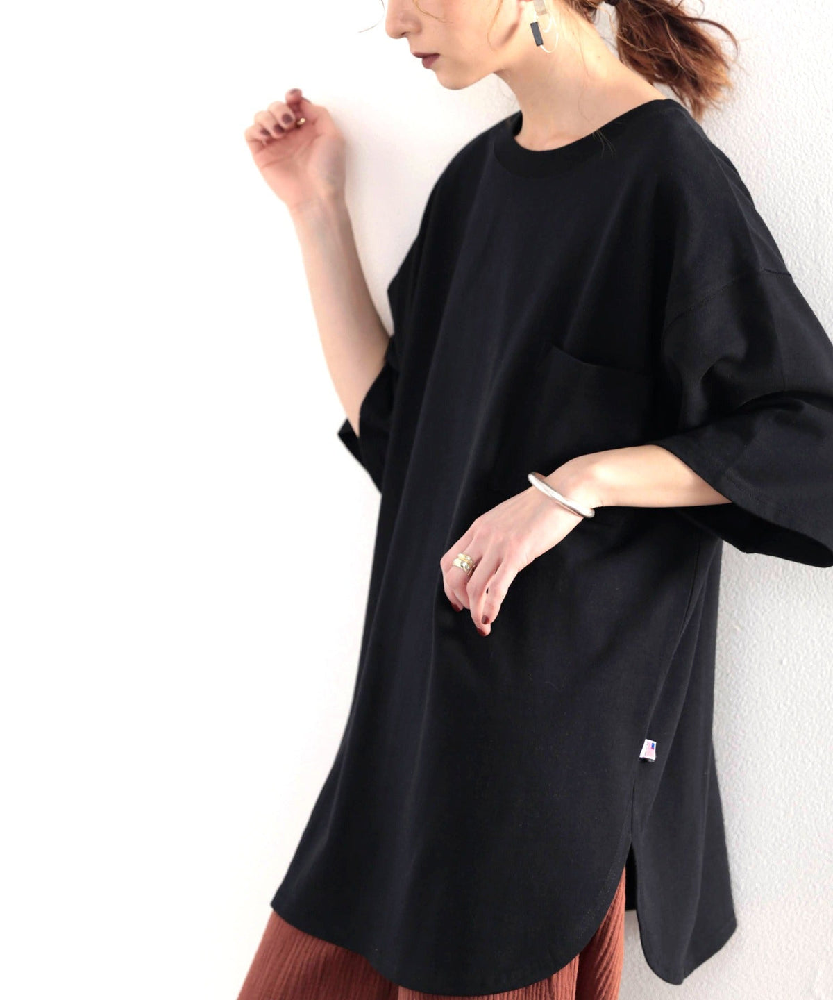 【sustaina+】【family+】綿100％USAコットン　オーバーサイズTシャツ ce0960015