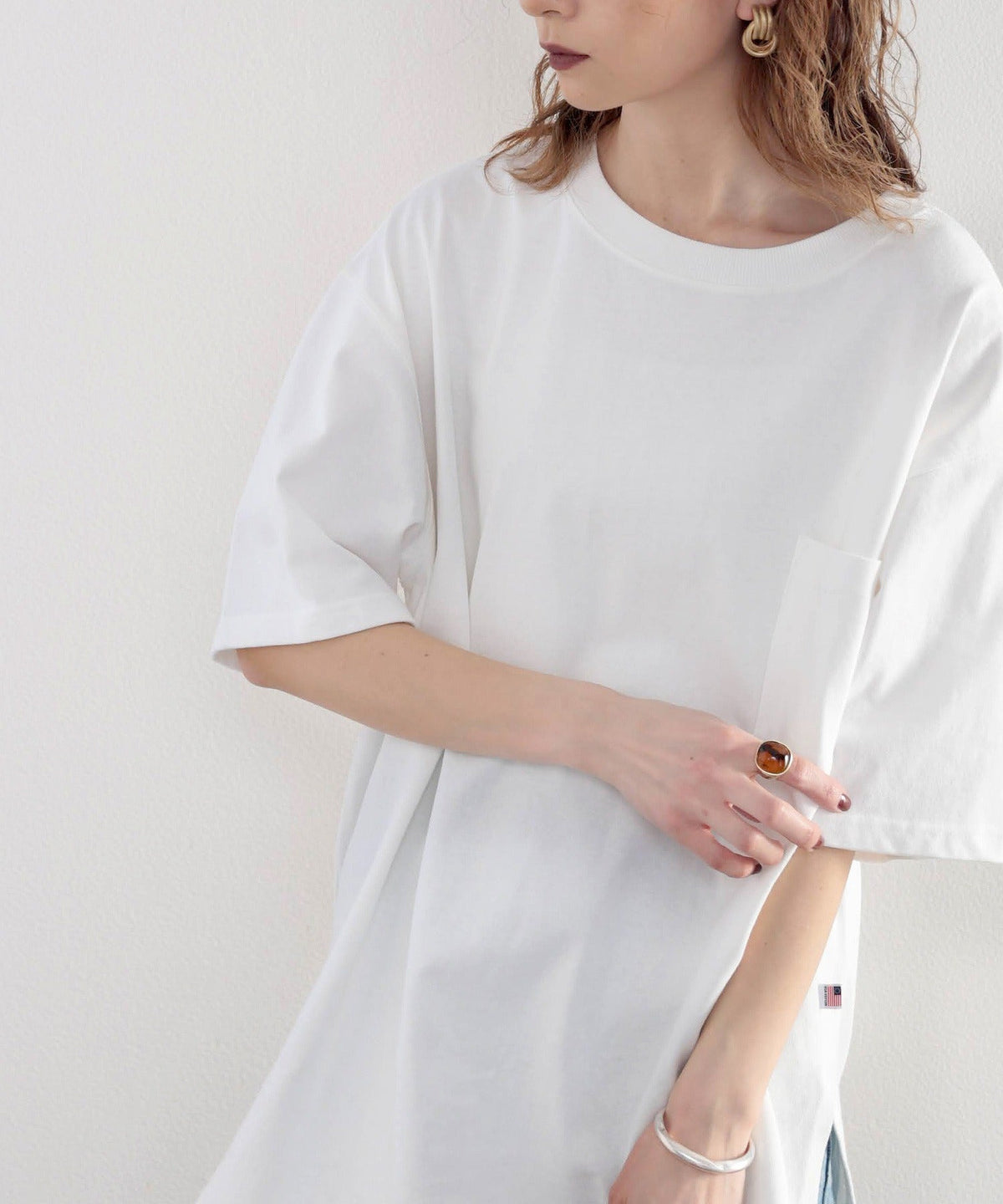 【sustaina+】【family+】綿100％USAコットン　オーバーサイズTシャツ ce0960015