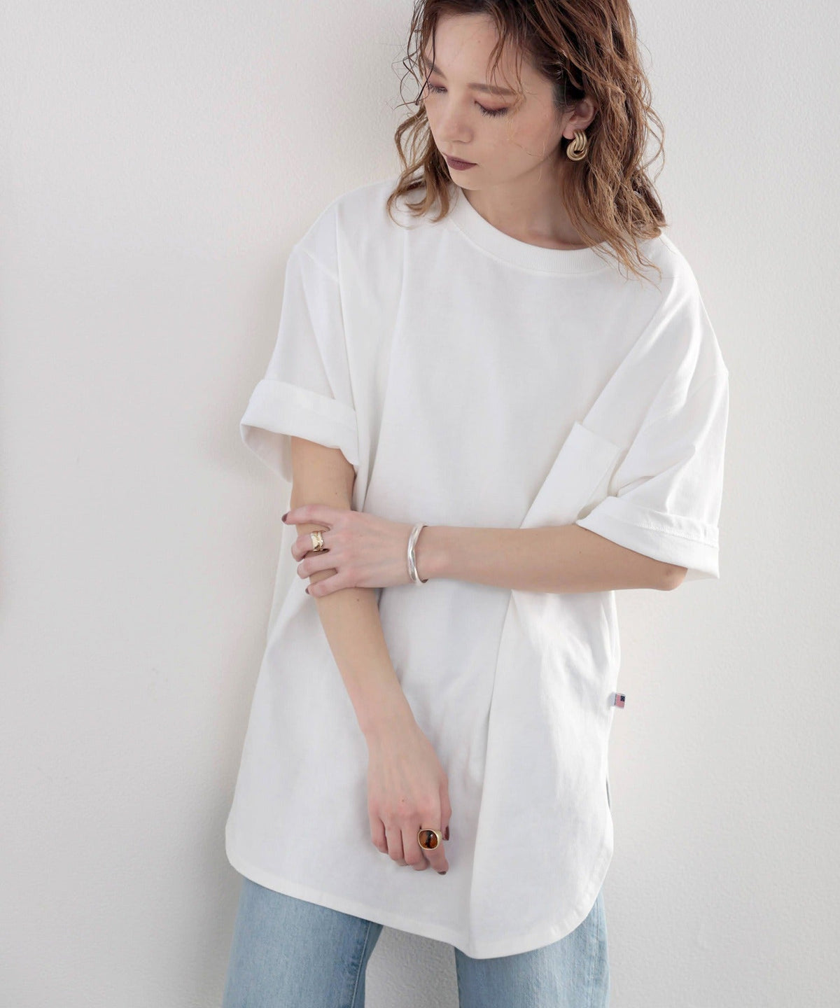 【sustaina+】【family+】綿100％USAコットン　オーバーサイズTシャツ ce0960015