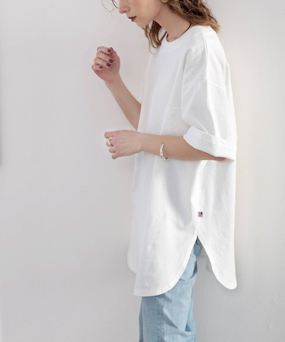 【sustaina+】【family+】綿100％USAコットン　オーバーサイズTシャツ ce0960015