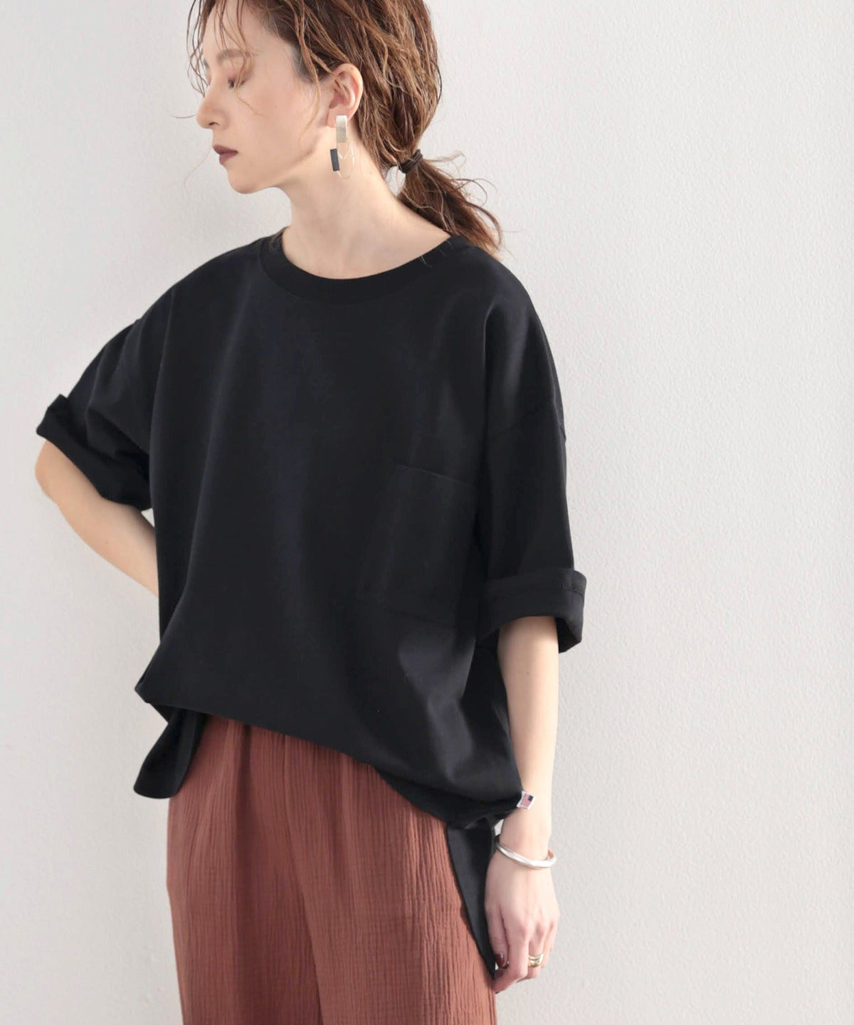【sustaina+】【family+】綿100％USAコットン　オーバーサイズTシャツ ce0960015