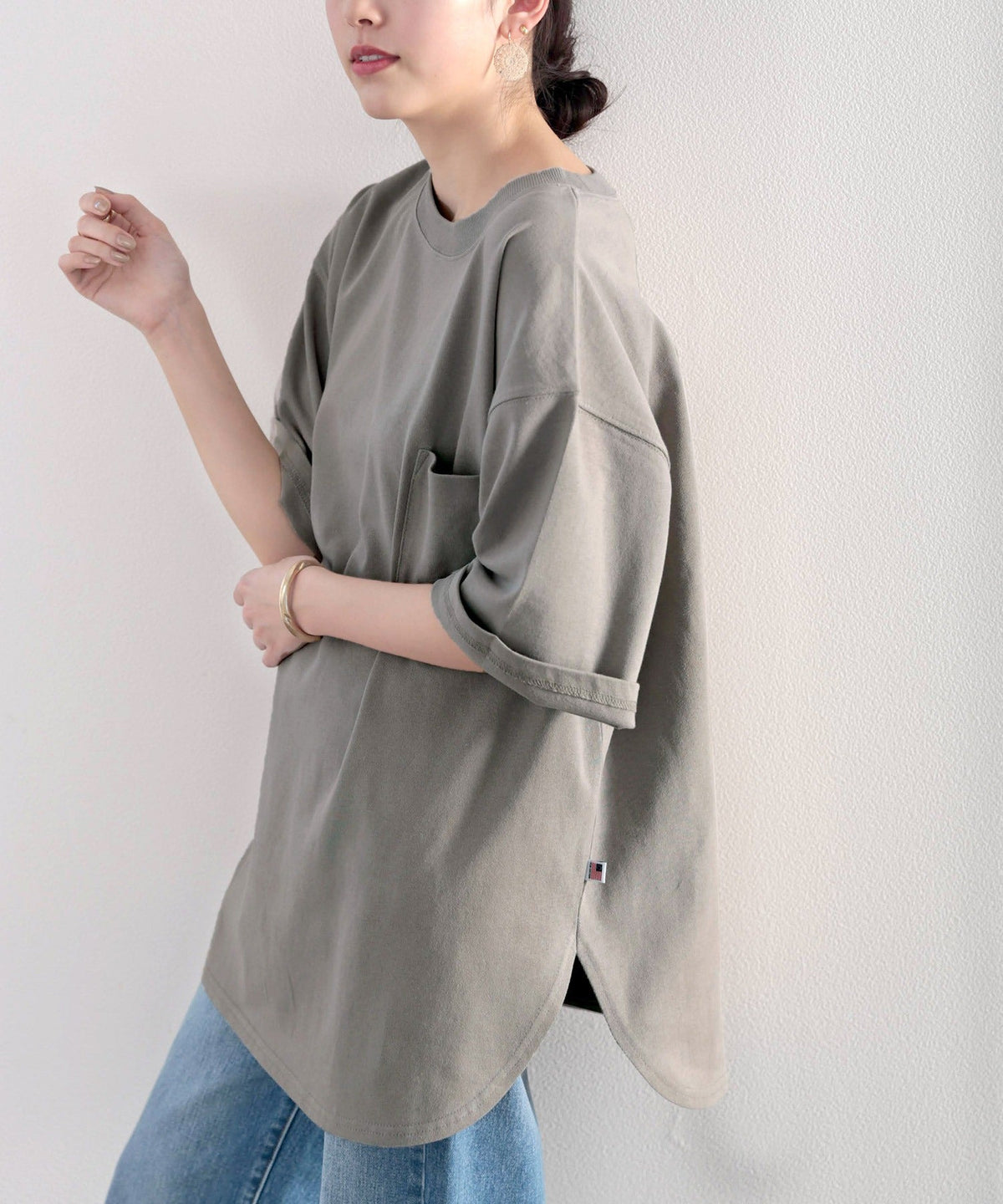 【sustaina+】【family+】綿100％USAコットン　オーバーサイズTシャツ ce0960015