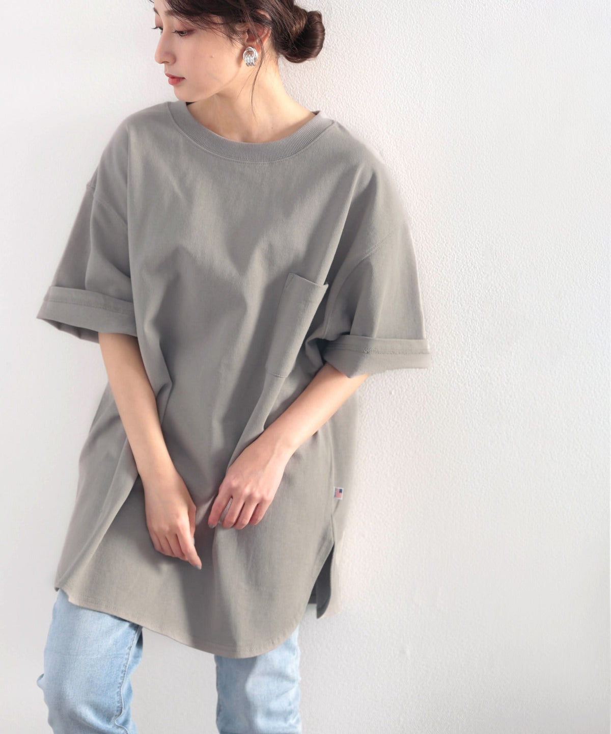 【sustaina+】【family+】綿100％USAコットン　オーバーサイズTシャツ ce0960015