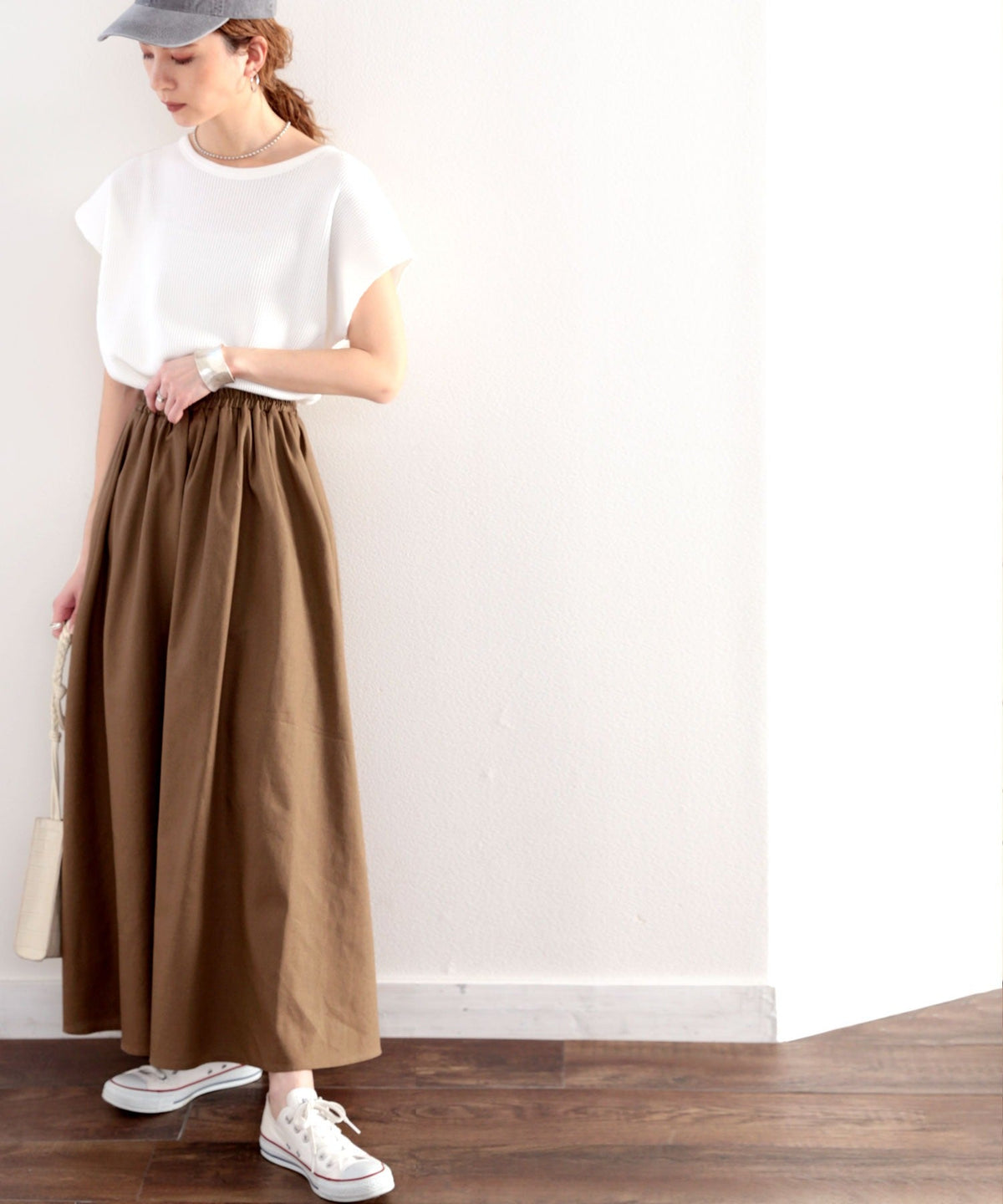 【family+】ふわり、たっぷりフレア。リラックスコットンリネンスカート clf055