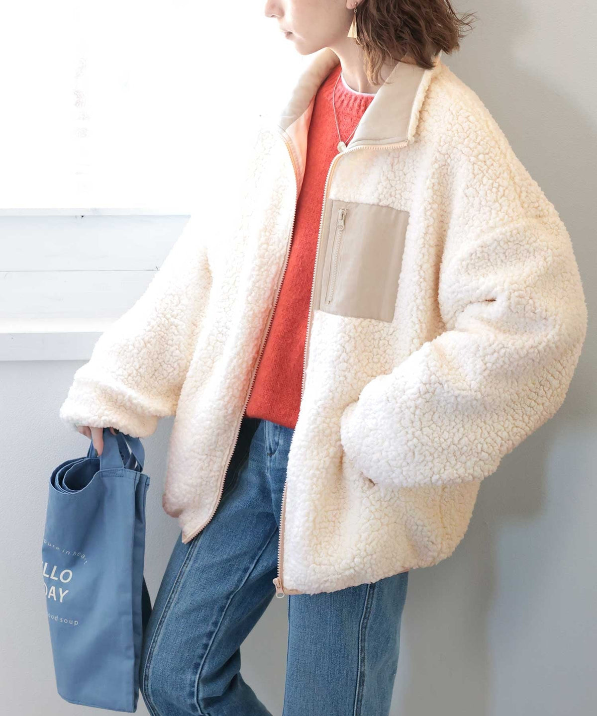 ゆるもこボアに癒され。ビッグシルエットボアブルゾン ce1010017