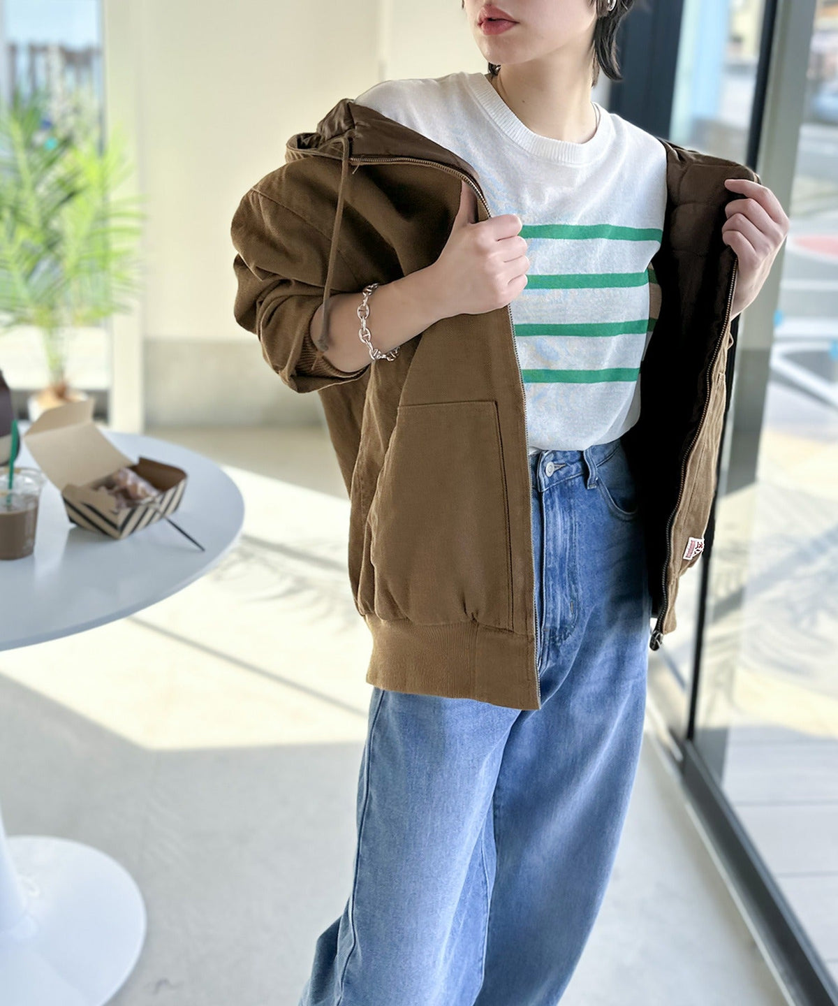 《JaVa ジャバコラボ》春のおでかけは大人カジュアル。キルティングコットンフード付きブルゾン ce0420017