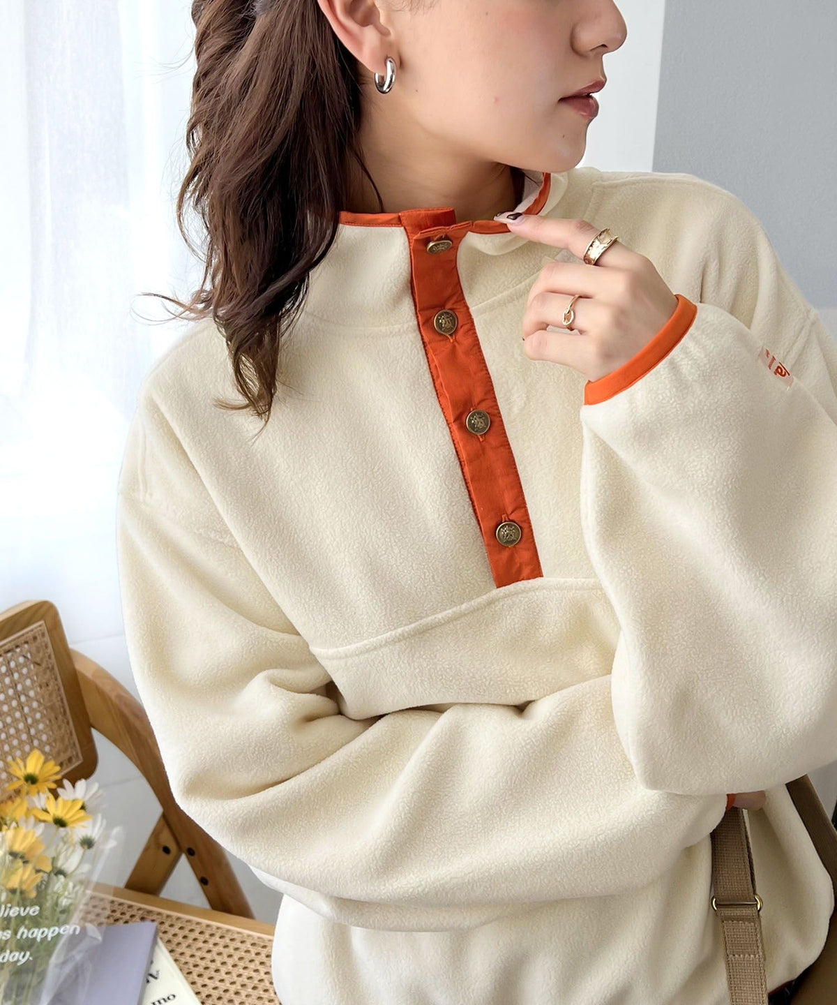 《JaVa ジャバコラボ》新・あったかItem。配色フリースプルオーバー jv1050003
