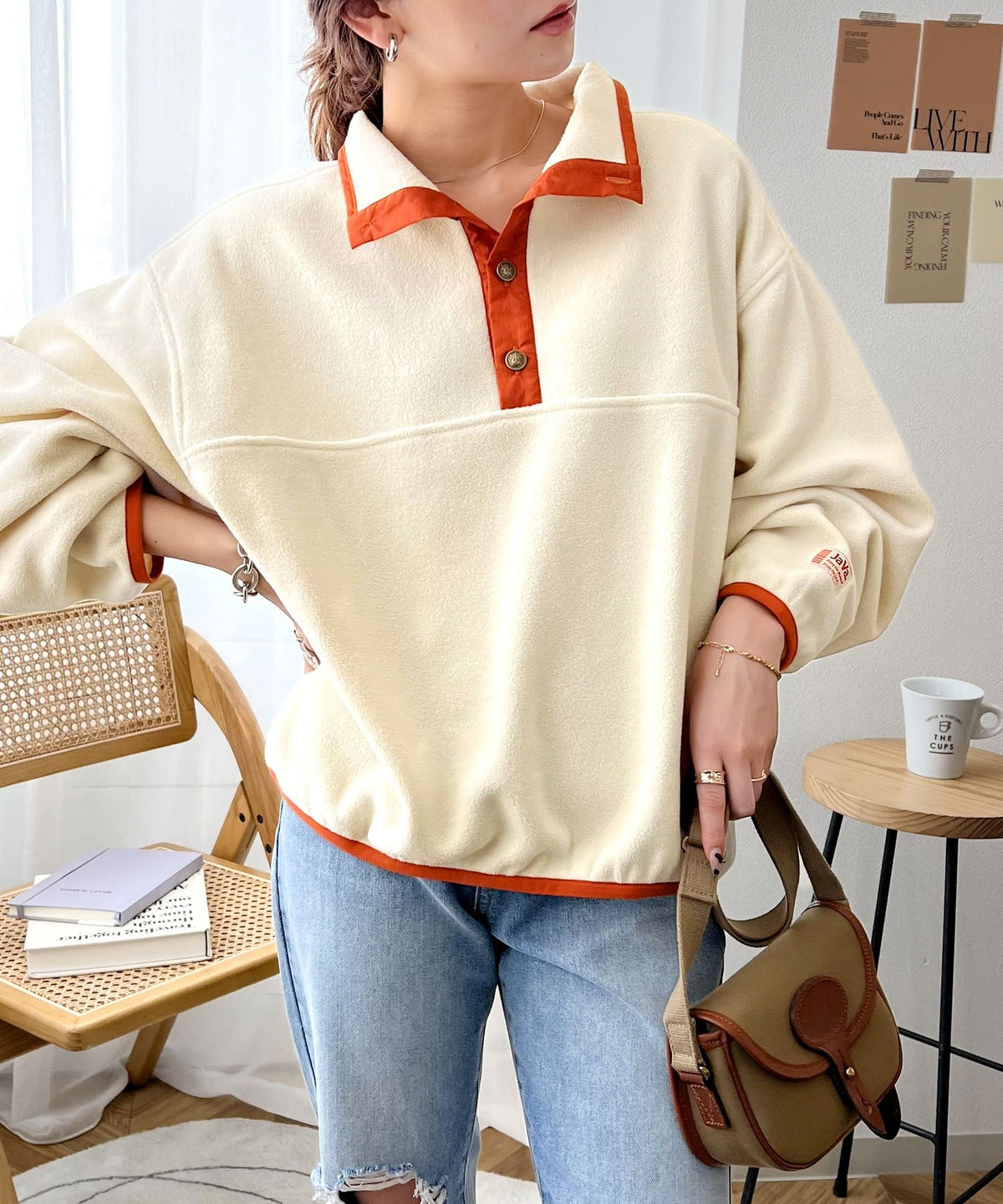 《JaVa ジャバコラボ》新・あったかItem。配色フリースプルオーバー jv1050003