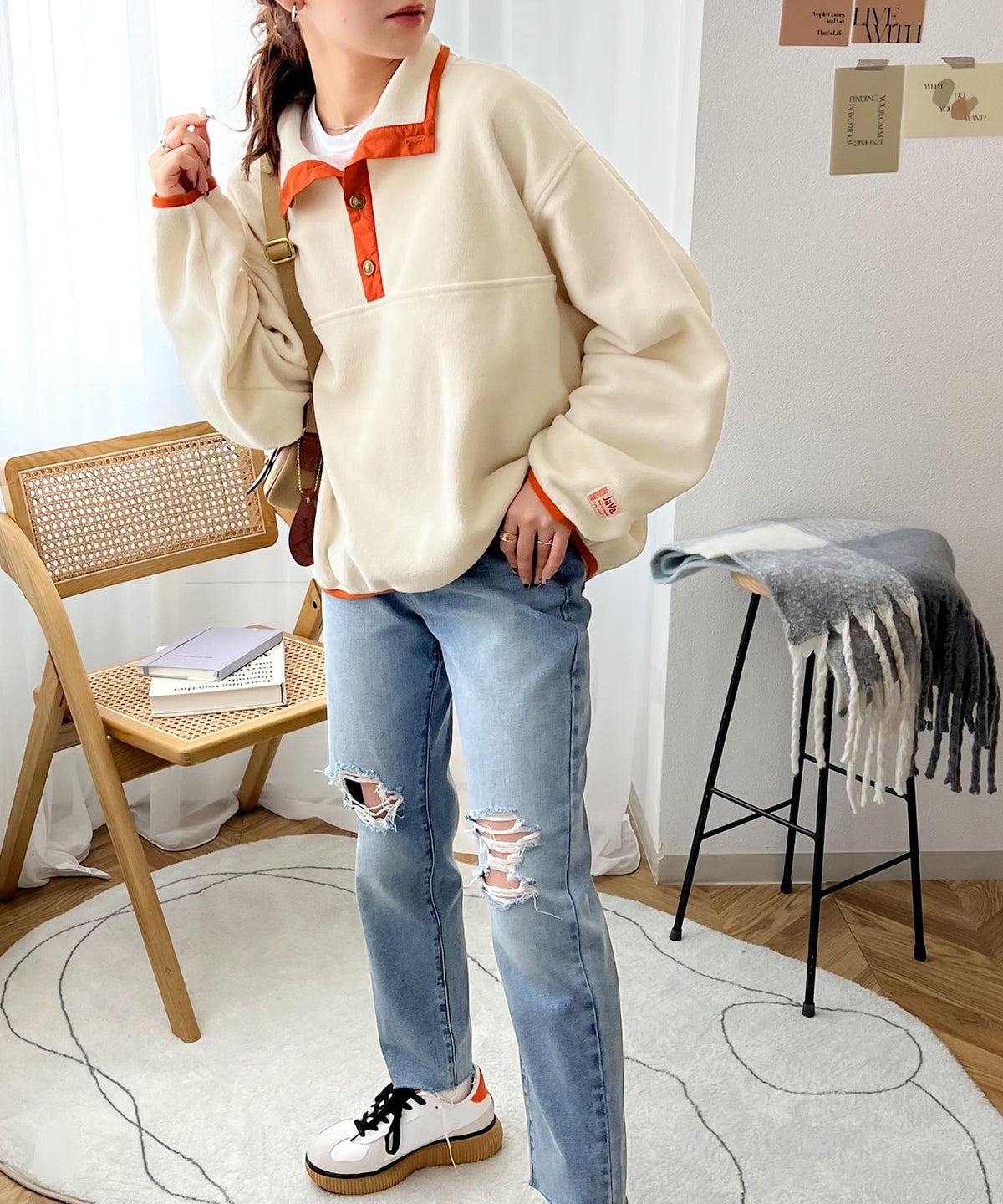 《JaVa ジャバコラボ》新・あったかItem。配色フリースプルオーバー jv1050003