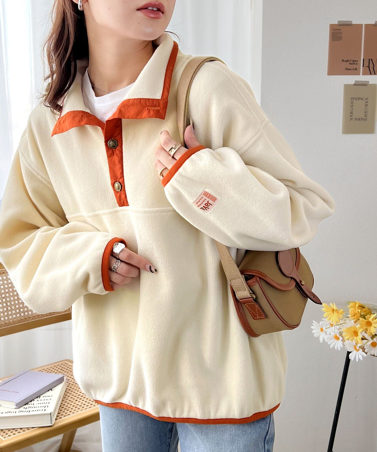 《JaVa ジャバコラボ》新・あったかItem。配色フリースプルオーバー jv1050003