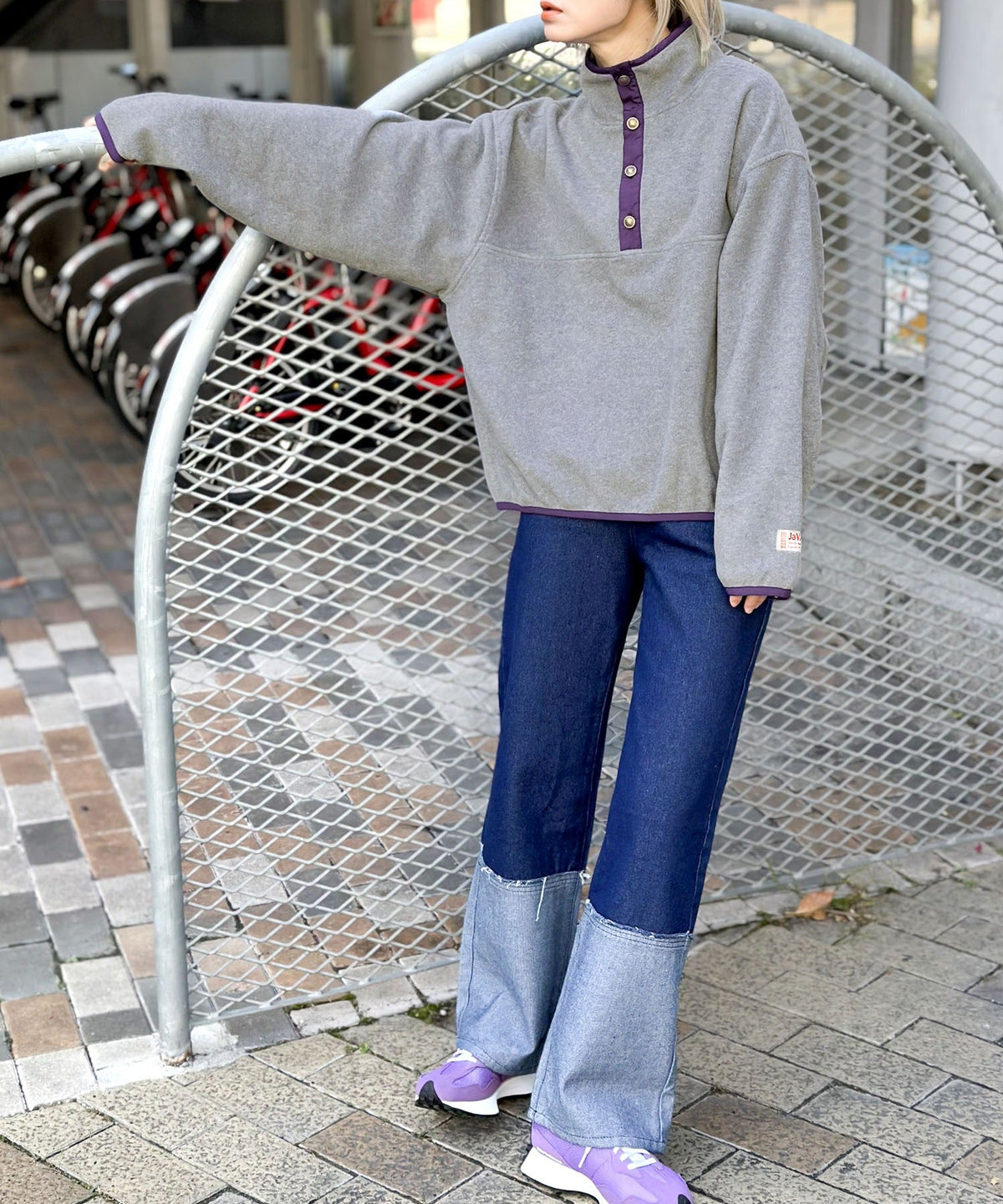 《JaVa ジャバコラボ》新・あったかItem。配色フリースプルオーバー jv1050003
