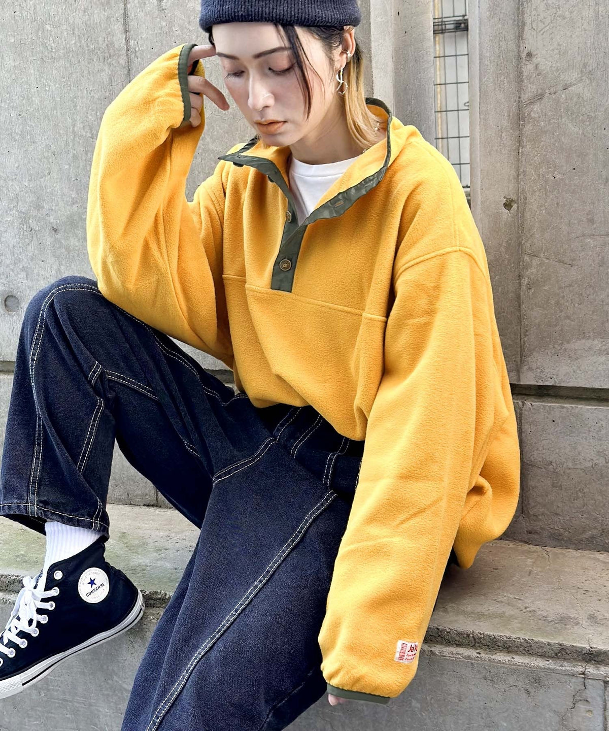 《JaVa ジャバコラボ》新・あったかItem。配色フリースプルオーバー jv1050003
