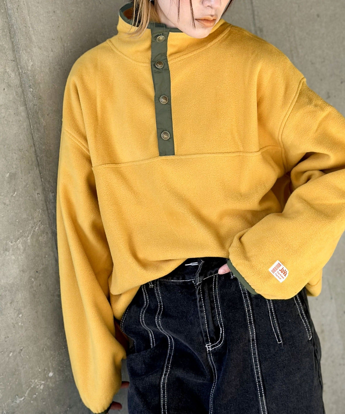 《JaVa ジャバコラボ》新・あったかItem。配色フリースプルオーバー jv1050003