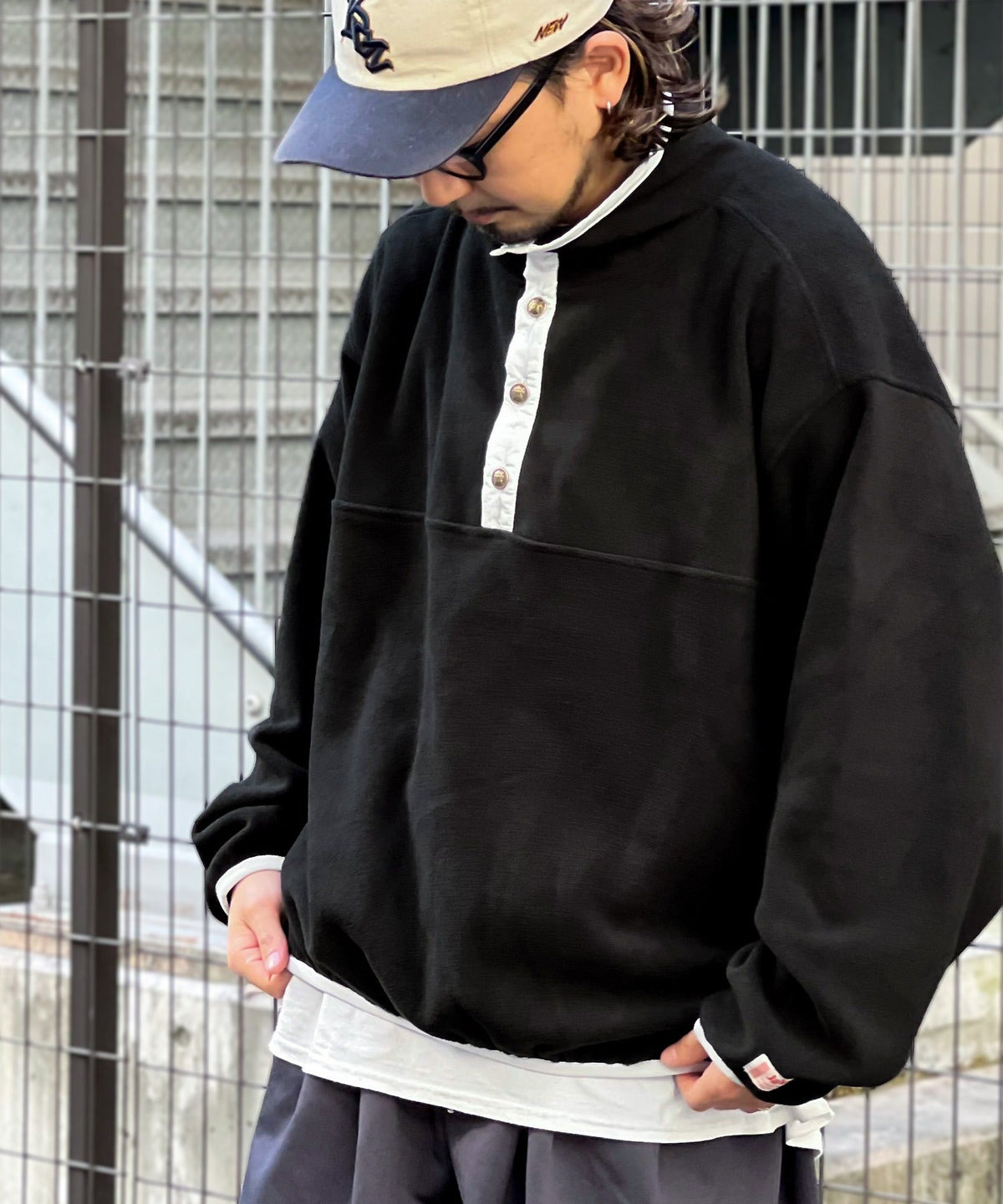 《JaVa ジャバコラボ》新・あったかItem。配色フリースプルオーバー jv1050003