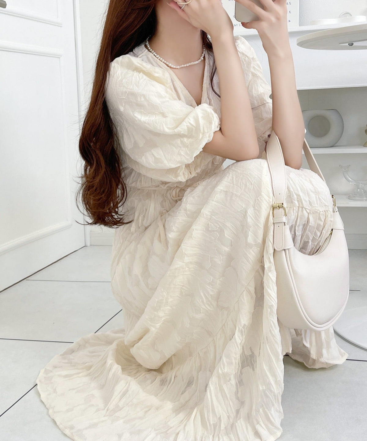 【mily bilet】上品に肌魅せ。シアージャガード花柄クリンクルワンピース mi1139019