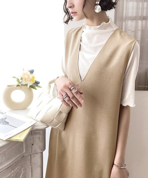 夏のリラクシーStyle。リネンライクVネックマキシ丈ワンピース ce0420127