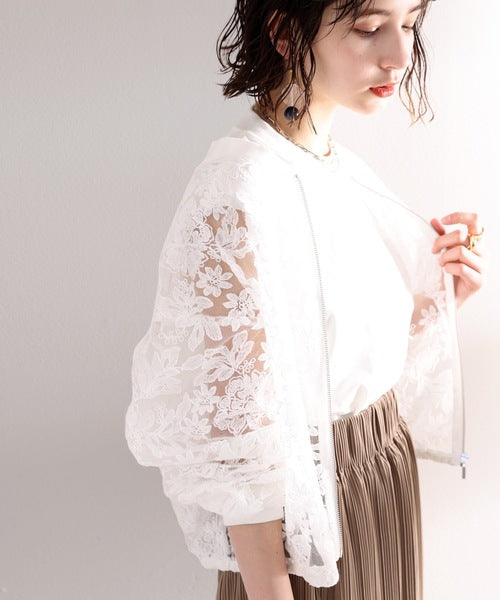 春を呼び込む、エンブロイダリー。花柄刺繍シアーブルゾン ce1010069
