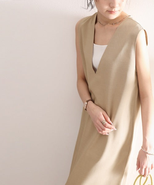 夏のリラクシーStyle。リネンライクVネックマキシ丈ワンピース ce0420127