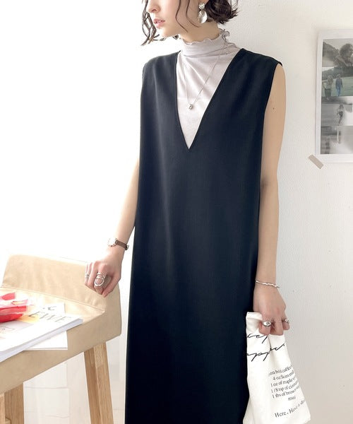 夏のリラクシーStyle。リネンライクVネックマキシ丈ワンピース ce0420127