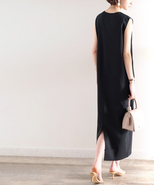 夏のリラクシーStyle。リネンライクVネックマキシ丈ワンピース ce0420127