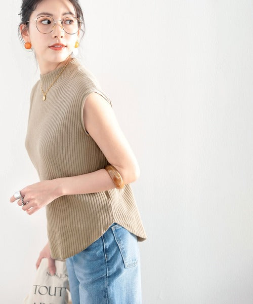 【family+】【sustaina+】さらり、大人こなれ感。オーガニックコットン ハイネックリブニット ce0950011